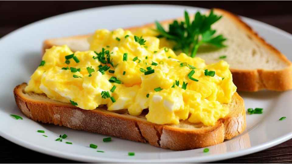 Toast Keto con Uova Strapazzate, Panna e Formaggio