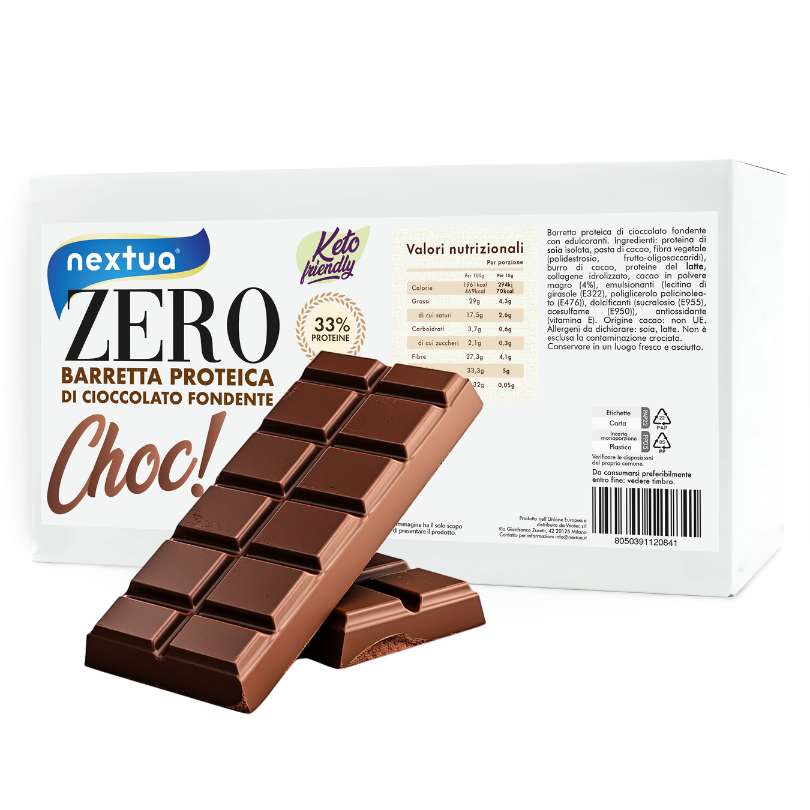Nextua Barrette proteiche Choc di cioccolato fondente adatte alla dieta chetogenica