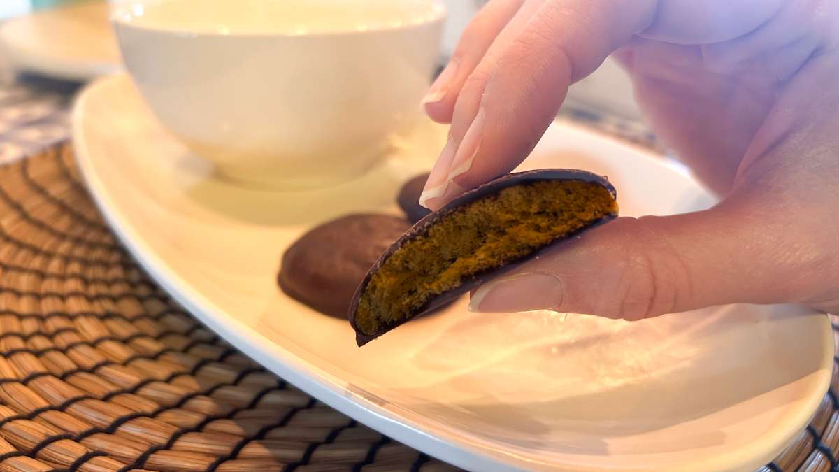 Colazione proteica con Nextua biscotti proteici chokis ricoperto di cioccolato gusto cacao per dieta chetogenica
