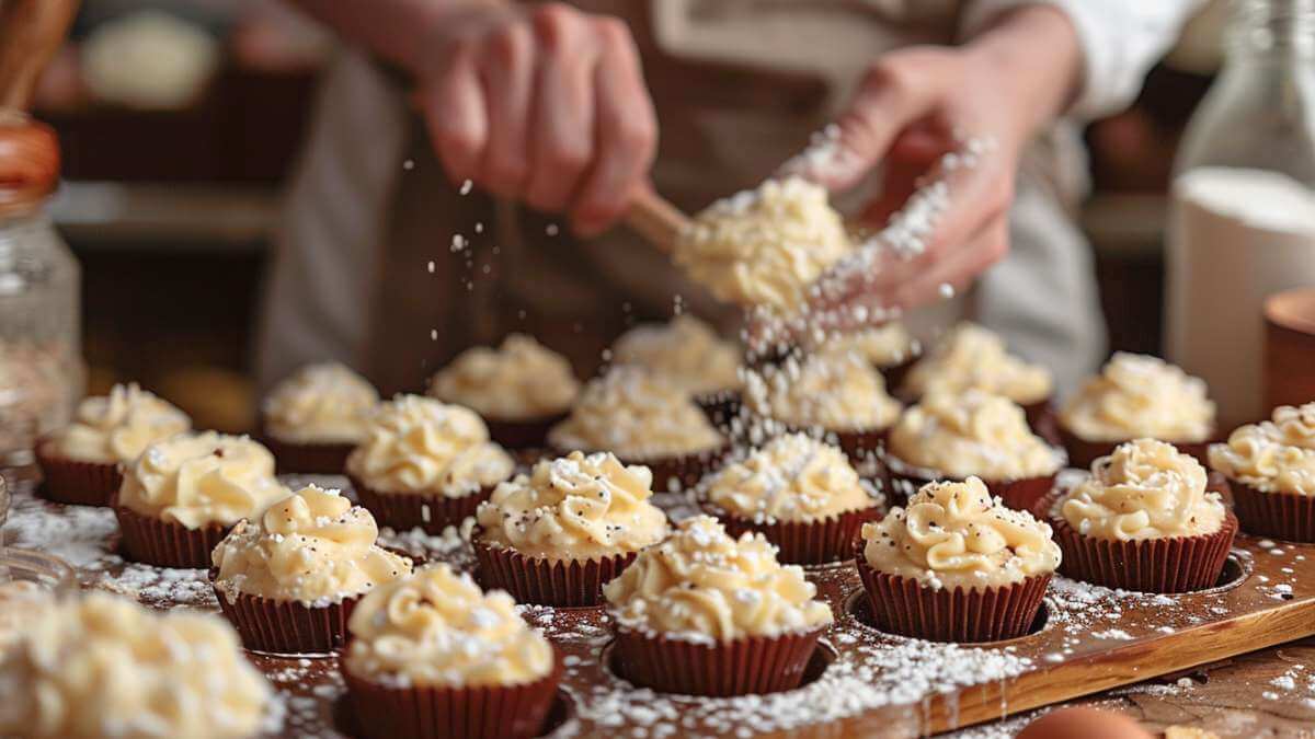 Muffin proteico con gocce di cioccolato di Nextua in preparazione nel forno